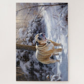 Bulldog Let It Snow Kerst Borsteltrui Legpuzzel (Verticaal)