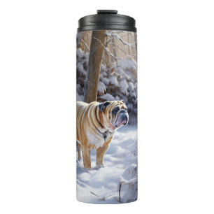 Bulldog Let It Snow Kerst Borsteltrui Thermosbeker