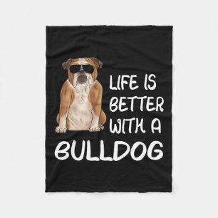 Bulldog leven is beter met een bulldog 1 fleece deken