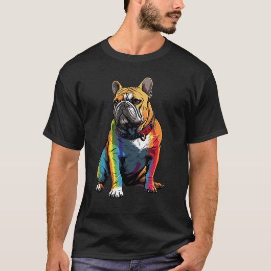 Bulldog LGBT Pride Colors T-shirt (Voorkant)