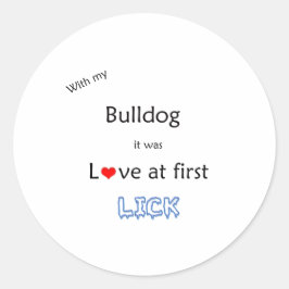 Bulldog Lick Design Ronde Sticker