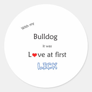 Bulldog Lick Design Ronde Sticker