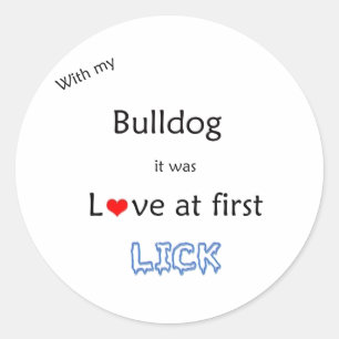 Bulldog Liefde bij Eerste Lick - Sticker
