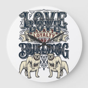 Bulldog Liefde Shirt Vintage Gravure Hond Citaat D Grote Klok