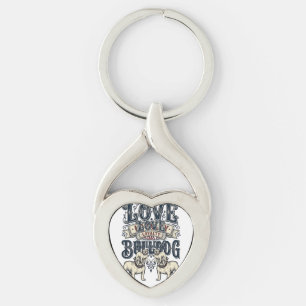 Bulldog Liefde Shirt Vintage Gravure Hond Citaat D Sleutelhanger