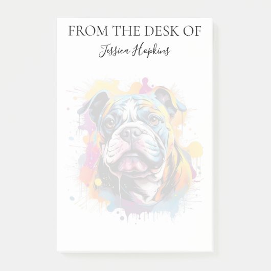 Bulldog Liefhebber Geborduurde Hond Post-it® Notes (Voorkant)