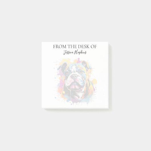 Bulldog Liefhebber Geborduurde Hond Post-it® Notes (Voorkant)