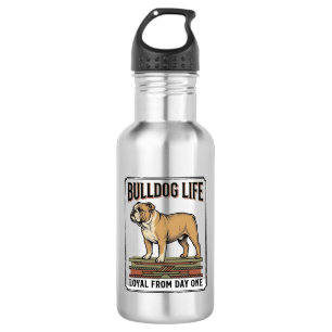 Bulldog Liefhebber Shirt Vintage Gegraveerde Hond Waterfles