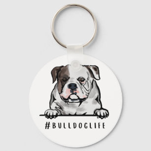 Bulldog Life English Bulldog Illustration Onderzet Sleutelhanger