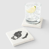 Bulldog Lijn Kunst Coaster Stenen Onderzetter (Zijkant)