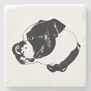 Bulldog Lijn Kunst Coaster Stenen Onderzetter