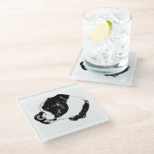 Bulldog Line Art Coaster Glazen Onderzetter (Schuin)