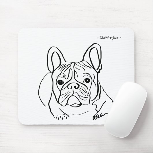  Bulldog Line Art Muismat (Met muis)
