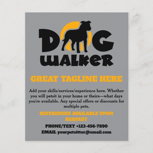 Bulldog Logo Dog Walker Pet Sitting Flyer (Voorkant)