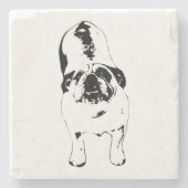 Bulldog—Look Up, Bold B&W  Stenen Onderzetter (Voorkant)