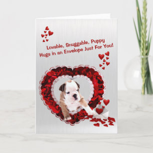 Bulldog Lovable Snuggable Puppy Knuffels Feestdagen Kaart