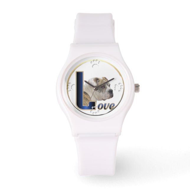 Bulldog Love Art Horloge (Voorkant)