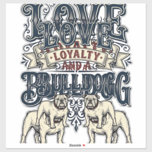Bulldog Love-shirt Vintage Gravure Hond Quote Des Sticker