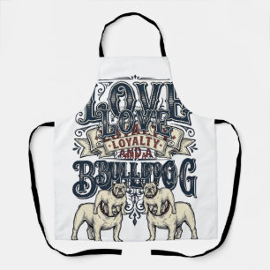 Bulldog Love T-shirt Vintage Gravure Hond Citaat D Schort