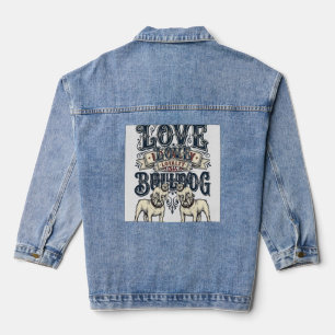 Bulldog Love T-shirt Vintage Gravure Hond Quote De Denim Jacket