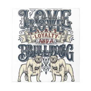 Bulldog Love T-shirt Vintage Gravure Hond Quote De Notitieblok