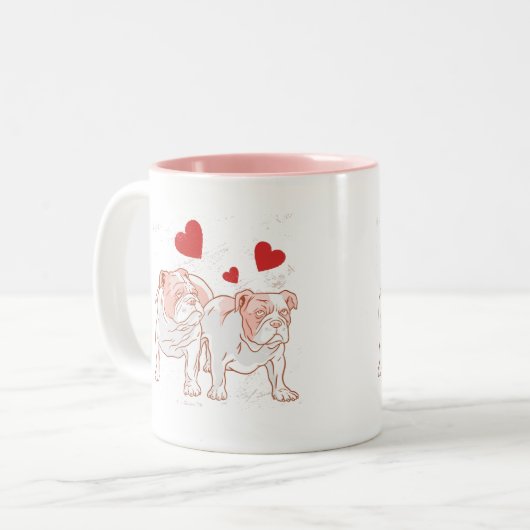 Bulldog Love Tweekleurige Koffiemok (Voorkant links)