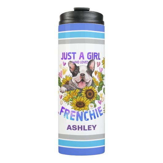 Bulldog Lover Sunflower Trainer Floral Thermosbeker (Voorkant)