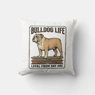 Bulldog Lover T-shirt Vintage Gegraveerde Honden K Kussen