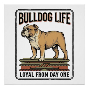 Bulldog Lover T-shirt Vintage Gegraveerde Honden K Perfect Poster
