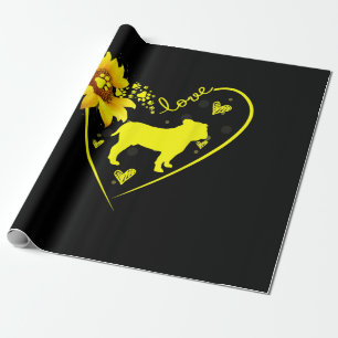Bulldog Lovers Love Bulldog Sunflower Hondenlief Cadeaupapier
