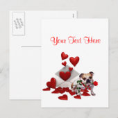 Bulldog Maddie Red Rose Valentijn Design Feestdagenkaart (Voorkant / Achterkant)