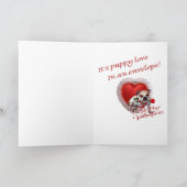 Bulldog Maddie Roos en harten Valentijn Feestdagen Kaart (Binnen)