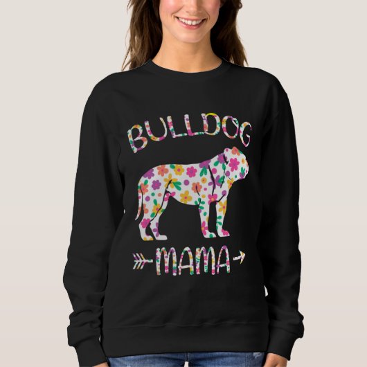 Bulldog Mama Floral Dog Mom Mothers Day Trui (Voorkant)