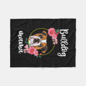 Bulldog Mama Floral Fleece Deken (Voorkant (Horizontaal))