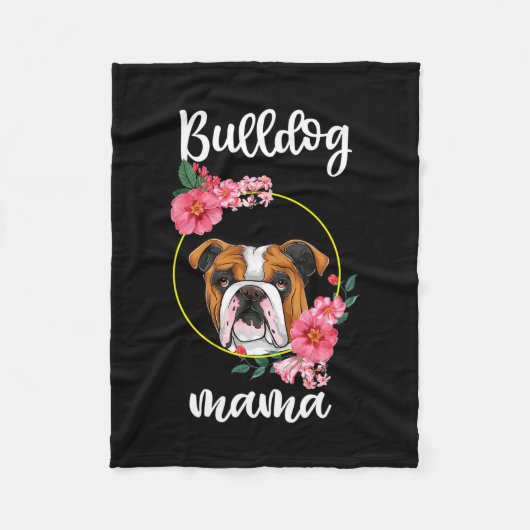Bulldog Mama Floral Fleece Deken (Voorkant)