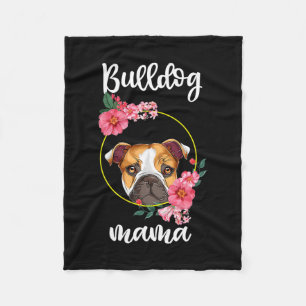 Bulldog Mama Hond Mam Floral Fleece Deken