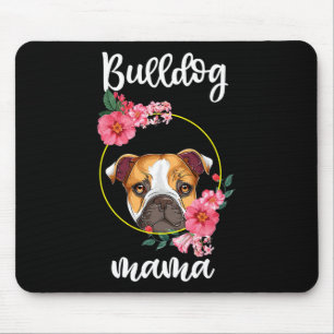 Bulldog Mama Hond Mam Floral Muismat