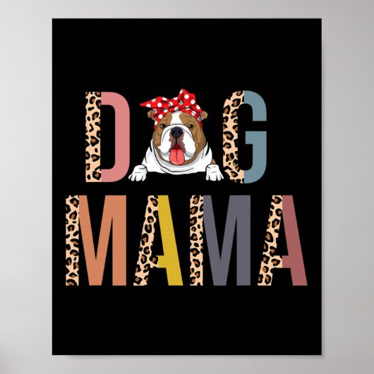 Bulldog Mama Leopard Print Hond Mam (Voorkant)