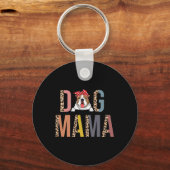 Bulldog Mama Leopard Print Hond Mam Sleutelhanger (Voorkant)