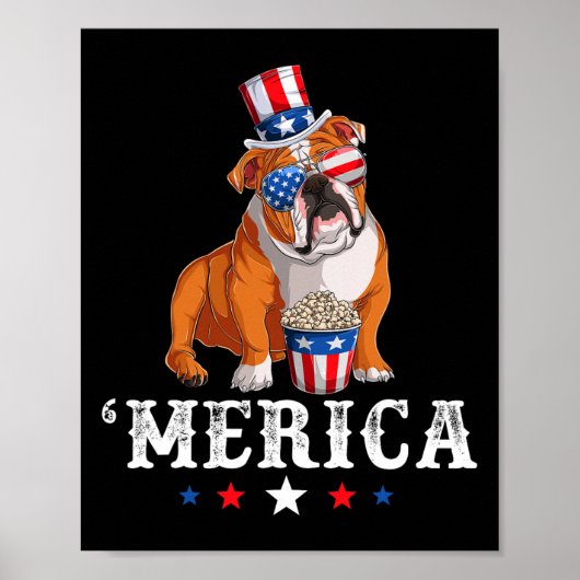 Bulldog Mannen Vrouwen Amerikaanse vlag Engelse bu Poster (Voorkant)