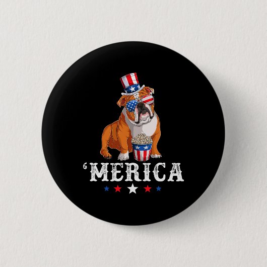 Bulldog Mannen Vrouwen Amerikaanse vlag Engelse bu Ronde Button 5,7 Cm (Voorkant)