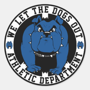 Bulldog Mascotte Atletiek Afd. We Laten De Honden Ronde Sticker
