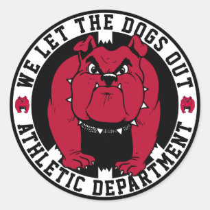 Bulldog Mascotte We Laten De Honden Los Atletiek A Ronde Sticker