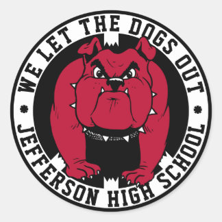 Bulldog Mascotte We Laten De Honden Uit School Spo Ronde Sticker