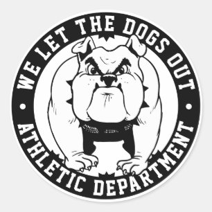 Bulldog Mascotte We Let The Dogs Out School Atleti Ronde Sticker