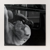 Bulldog Mastiff achter het stuur Zwart & Wit Legpuzzel (Horizontaal)