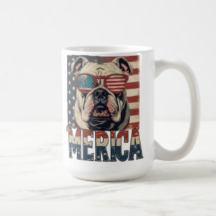 Bulldog Merica 4 juli patriottisch Koffiemok