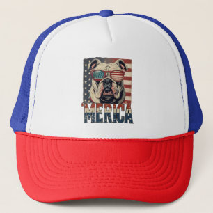  Bulldog Merica 4 juli patriottisch Trucker Pet