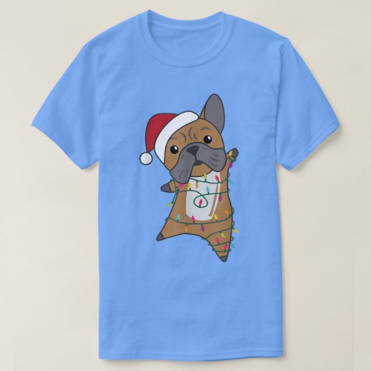 Bulldog Merry kerstmis met lichte lampjes Zoete di T-shirt (Design voorkant)
