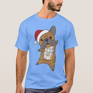 Bulldog Merry kerstmis met lichte lampjes Zoete di T-shirt